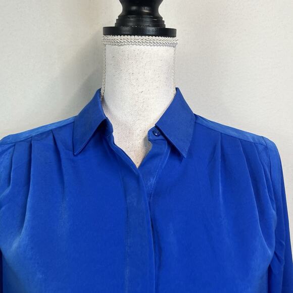 Express Blouse Tunic size Extra Small Royal Blue Shimmery Modest Career Casual - Picture 3 of 7